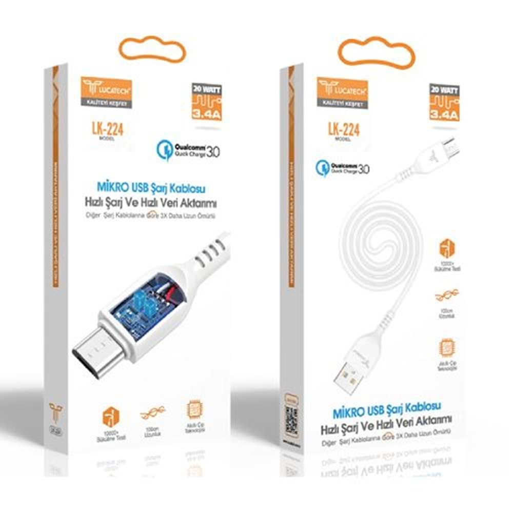 MİKRO ŞARJ KABLOSU 20W 3.4A