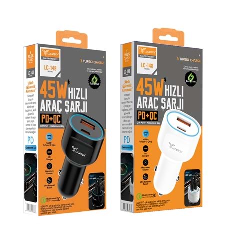 PD+USB HIZLI ARAÇ ŞARJ BAŞLIk 45W