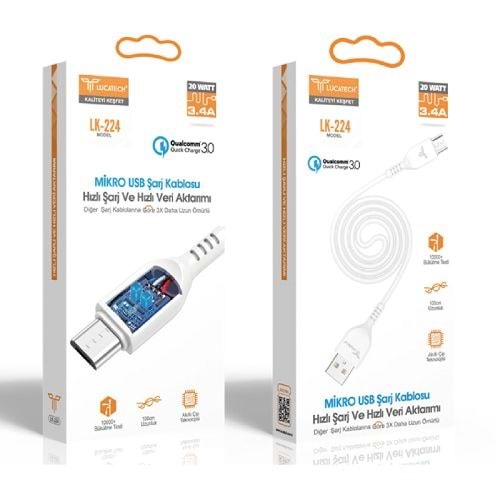 MİKRO ŞARJ KABLOSU 20W 3.4A