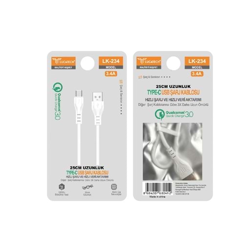 25CM TYPC-E KABLO 3.4A