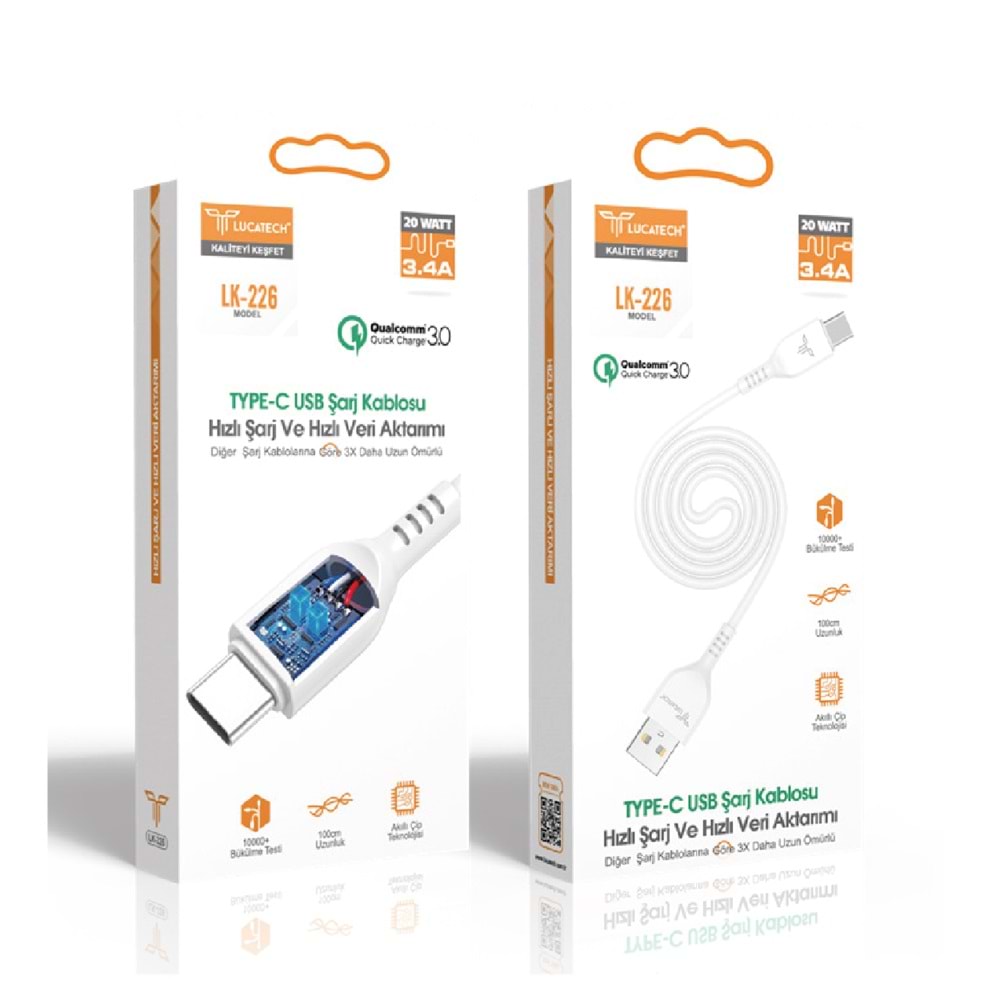 TYPC-E ŞARJ KABLOSU 20W 3.4A